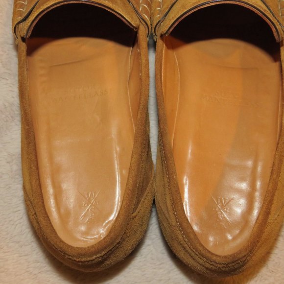Sutor Mantellassi Tan Calf Suede Penny Loafers US 10